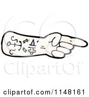 Cartoon Of A Pointing Tattooed Hand Royalty Free Vector Clipart