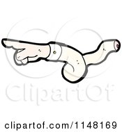Cartoon Of A Pointing Hand And Twisted Arm Royalty Free Vector Clipart by lineartestpilot