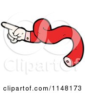 Cartoon Of A Pointing Hand And Twisted Red Arm Royalty Free Vector Clipart