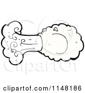 Cartoon Of A Cloud Blowing Wind Royalty Free Vector Clipart by lineartestpilot