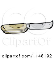Cartoon Of A Switchblade Pocket Knife Royalty Free Vector Clipart by lineartestpilot