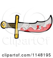 Cartoon Of A Bloody Sword Royalty Free Vector Clipart by lineartestpilot