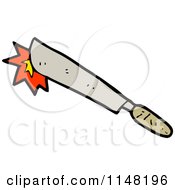 Cartoon Of A Knife Making Contact Royalty Free Vector Clipart