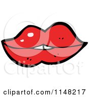 Cartoon Of A Pair Of Happy Red Lips Royalty Free Vector Clipart