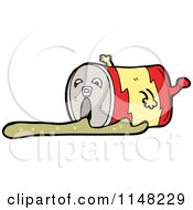 Cartoon Of A Spilled Food Can Mascot Royalty Free Vector Clipart