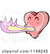 Cartoon Of A Heart Breathing Flames Royalty Free Vector Clipart