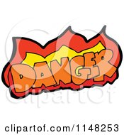 Cartoon Of The Word Danger With Flames Royalty Free Vector Clipart by lineartestpilot