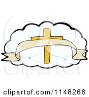 Poster, Art Print Of Cross And Banner Over A White Cloud