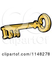 Cartoon Of A Gold Skeleton Key Royalty Free Vector Clipart