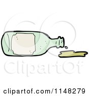 Cartoon Of A Green Oil Or Wine Bottle With A Spill Royalty Free Vector Clipart by lineartestpilot