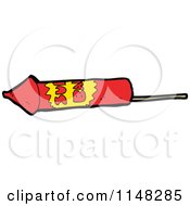 Cartoon Of A Red Firework Rocket Royalty Free Vector Clipart by lineartestpilot