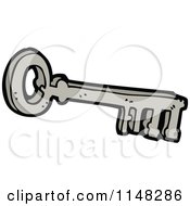 Cartoon Of A Skeleton Key Royalty Free Vector Clipart by lineartestpilot