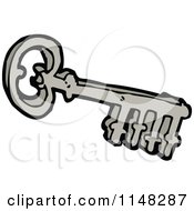 Cartoon Of A Skeleton Key Royalty Free Vector Clipart by lineartestpilot