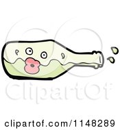 Cartoon Of A Tipped Over Green Wine Bottle Mascot Royalty Free Vector Clipart by lineartestpilot