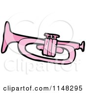 Cartoon Of A Pink Trumpet Royalty Free Vector Clipart by lineartestpilot