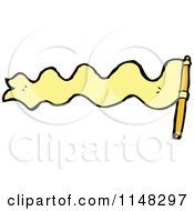 Cartoon Of A Waving Yellow Ribbon Flag Royalty Free Vector Clipart