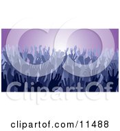 Poster, Art Print Of Blue Group Of Silhouetted Hands In A Crowd