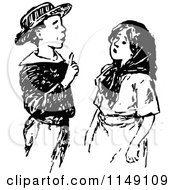 Poster, Art Print Of Retro Vintage Black And White Smart Boy Talking To A Girl