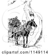 Poster, Art Print Of Retro Vintage Black And White Boy Sledding Toward A Horse