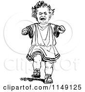 Clipart Of A Retro Vintage Black And White Tantrum Boy Royalty Free Vector Illustration