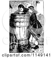 Poster, Art Print Of Retro Vintage Black And White Children Peering Into A Barrel