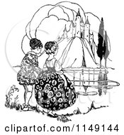 Poster, Art Print Of Retro Vintage Black And White Boy And Girl Near A Castle