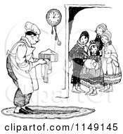 Poster, Art Print Of Retro Vintage Black And White Baker Brining A Pie To Children