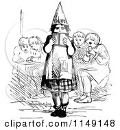 Clipart Of A Retro Vintage Black And White Kid In A Dunce Hat Royalty Free Vector Illustration by Prawny Vintage