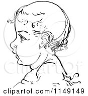 Clipart Of A Retro Vintage Black And White Baby Profile Royalty Free Vector Illustration