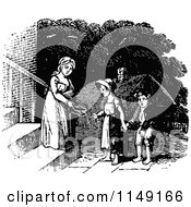 Poster, Art Print Of Retro Vintage Black And White Girl Giving Shoes To Poor Kids