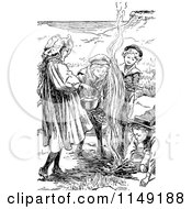Poster, Art Print Of Retro Vintage Black And White Children Around A Fire