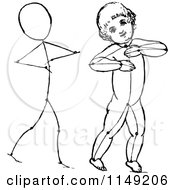 Clipart Of Black And White Stick Children 2 Royalty Free Vector Illustration
