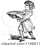 Poster, Art Print Of Retro Vintage Black And White Boy Carrying A Bowl