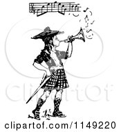 Retro Vintage Black And White Bugle Boy Playing Music
