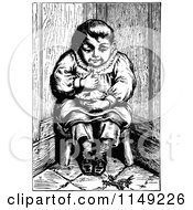 Poster, Art Print Of Retro Vintage Black And White Boy Eating Pie In A Corner