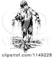 Clipart Of A Retro Vintage Black And White Muddy Boy Royalty Free Vector Illustration