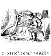 Poster, Art Print Of Retro Vintage Black And White Vagrant Boy And Goose