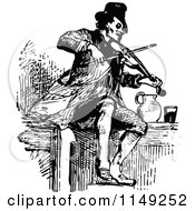 Clipart Of A Retro Vintage Black And White Fiddler Royalty Free Vector Illustration