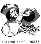 Clipart Of A Retro Vintage Black And White Rich Man Playing A Flute Over Coins Royalty Free Vector Illustration by Prawny Vintage