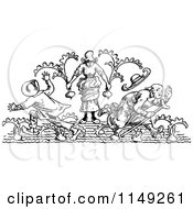 Clipart Of Retro Vintage Black And White Tunip Farmers Harvesting Royalty Free Vector Illustration