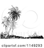 Poster, Art Print Of Retro Vintage Black And White House And Palm Trees