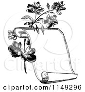 Poster, Art Print Of Retro Vintage Black And White Scroll And Flowers