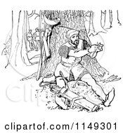 Poster, Art Print Of Retro Vintage Black And White Man Repairing An Arrow In The Forest
