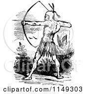 Poster, Art Print Of Retro Vintage Black And White Native American Archer