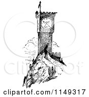 Clipart Of A Retro Vintage Black And White Fairy Tale Castle And Sun ...
