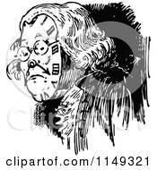 Clipart Of A Retro Vintage Black And White Old Clock Man Royalty Free Vector Illustration