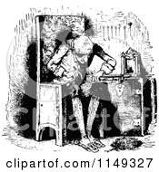 Poster, Art Print Of Retro Vintage Black And White Man Fixing A Clock