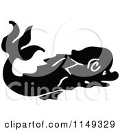 Clipart Of A Retro Vintage Black And White Dolphin 2 Royalty Free Vector Illustration by Prawny Vintage