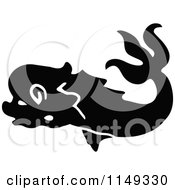 Clipart Of A Retro Vintage Black And White Dolphin 3 Royalty Free Vector Illustration by Prawny Vintage