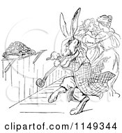 Poster, Art Print Of Retro Vintage Black And White Rabbit Playing A Fiddle